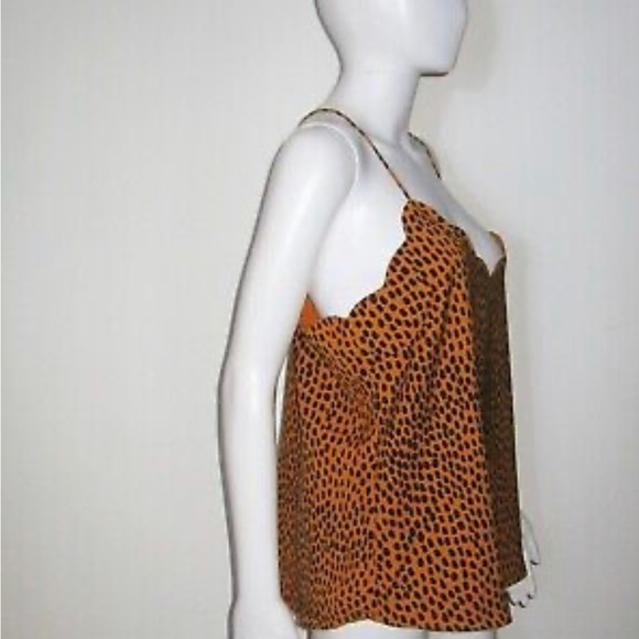 J Crew NWT Leopard Animal Print Spaghetti Strap Scallop Edge Cami Tank Top SZ 12 - Picture 3 of 3